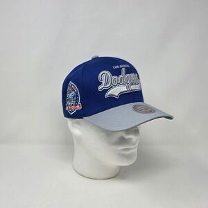 Mitchell‎ & Ness Los Angeles Dodgers Snapback Hat 60 Year Stadium Patch Cap Blue